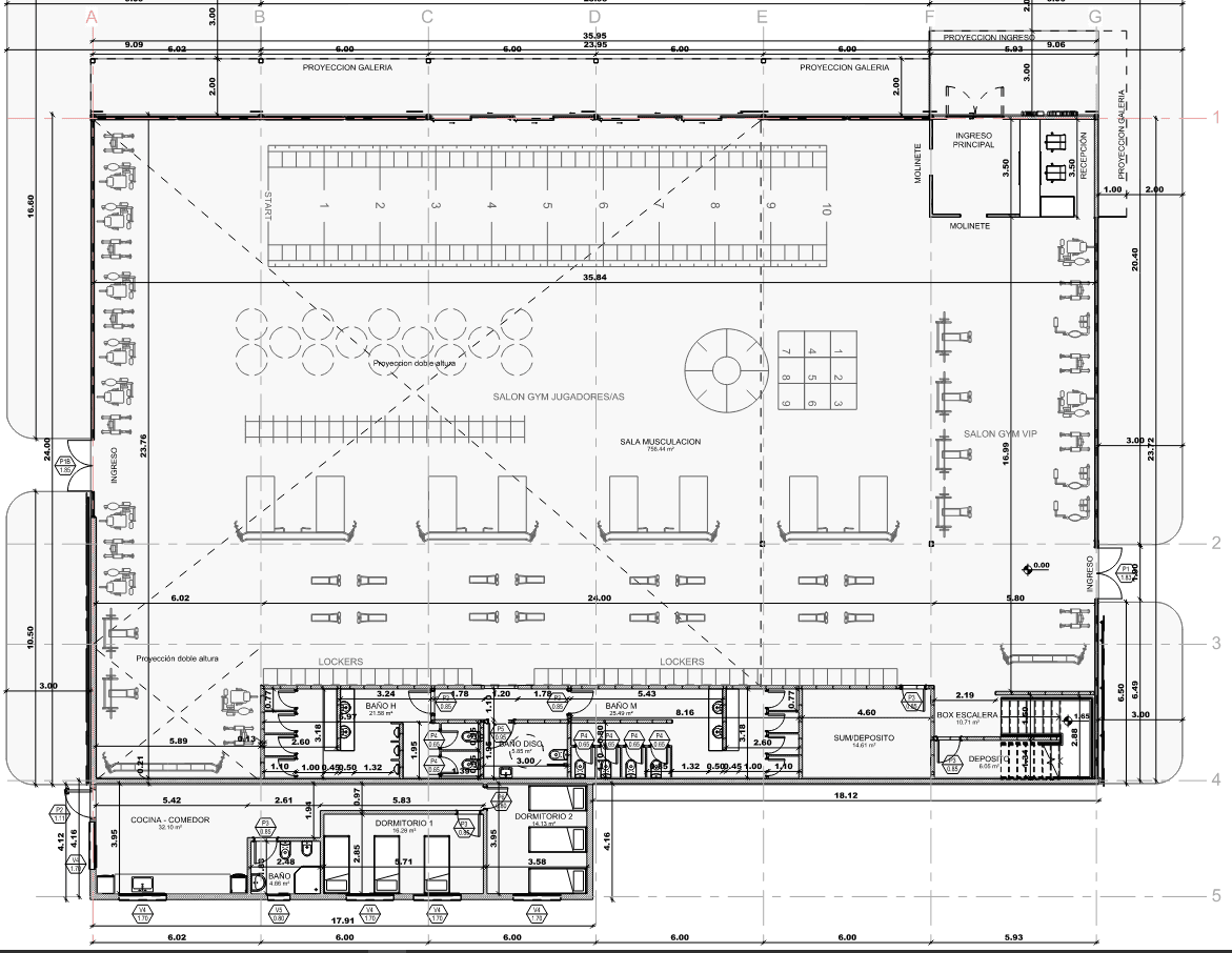 Reference architectural floor plan of the sports complex