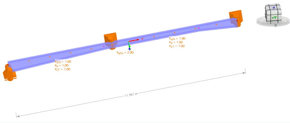Configuration of the buckling lengths of a portal-frame beam
