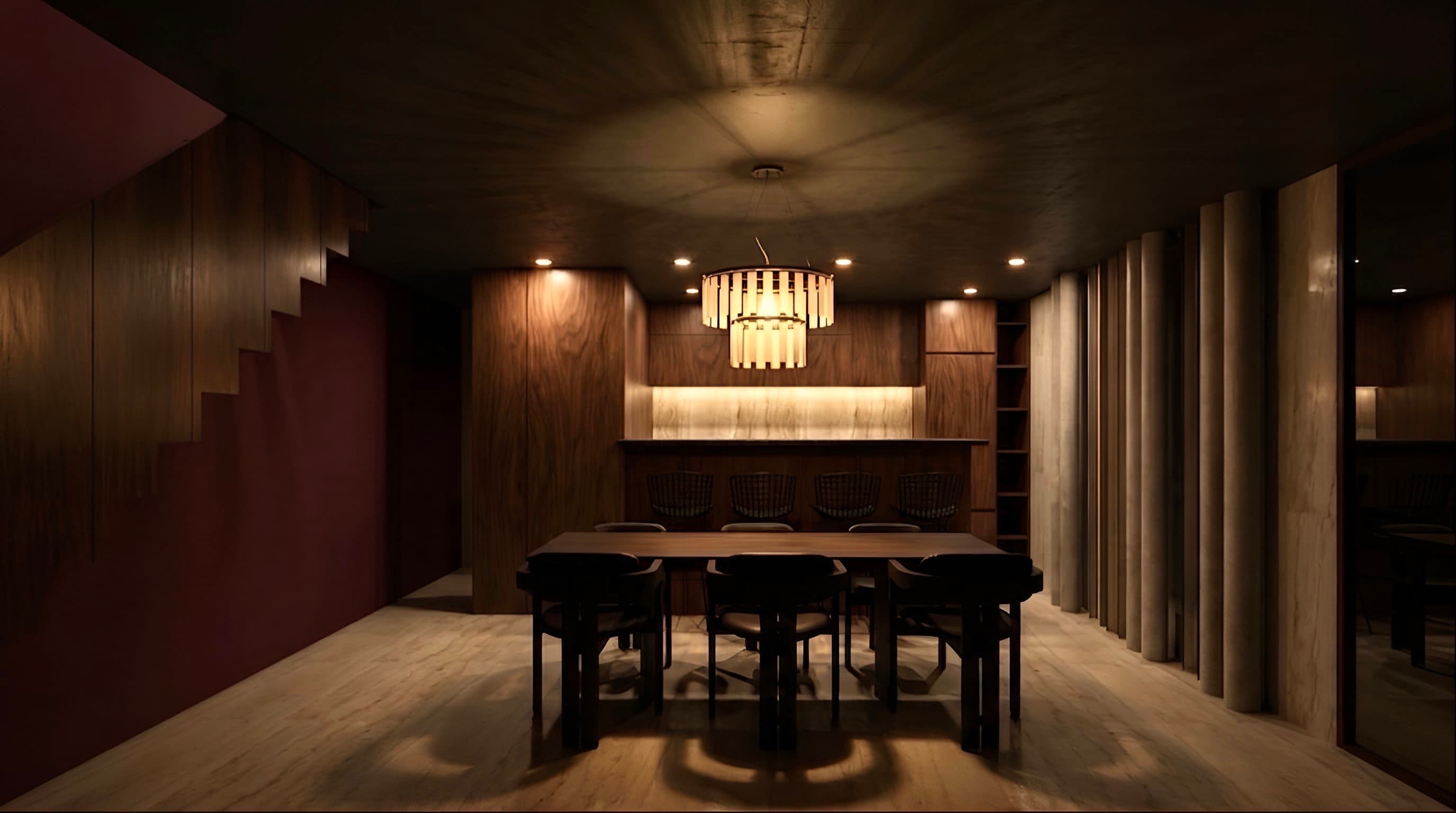 Render de la cocina-comedor integrada