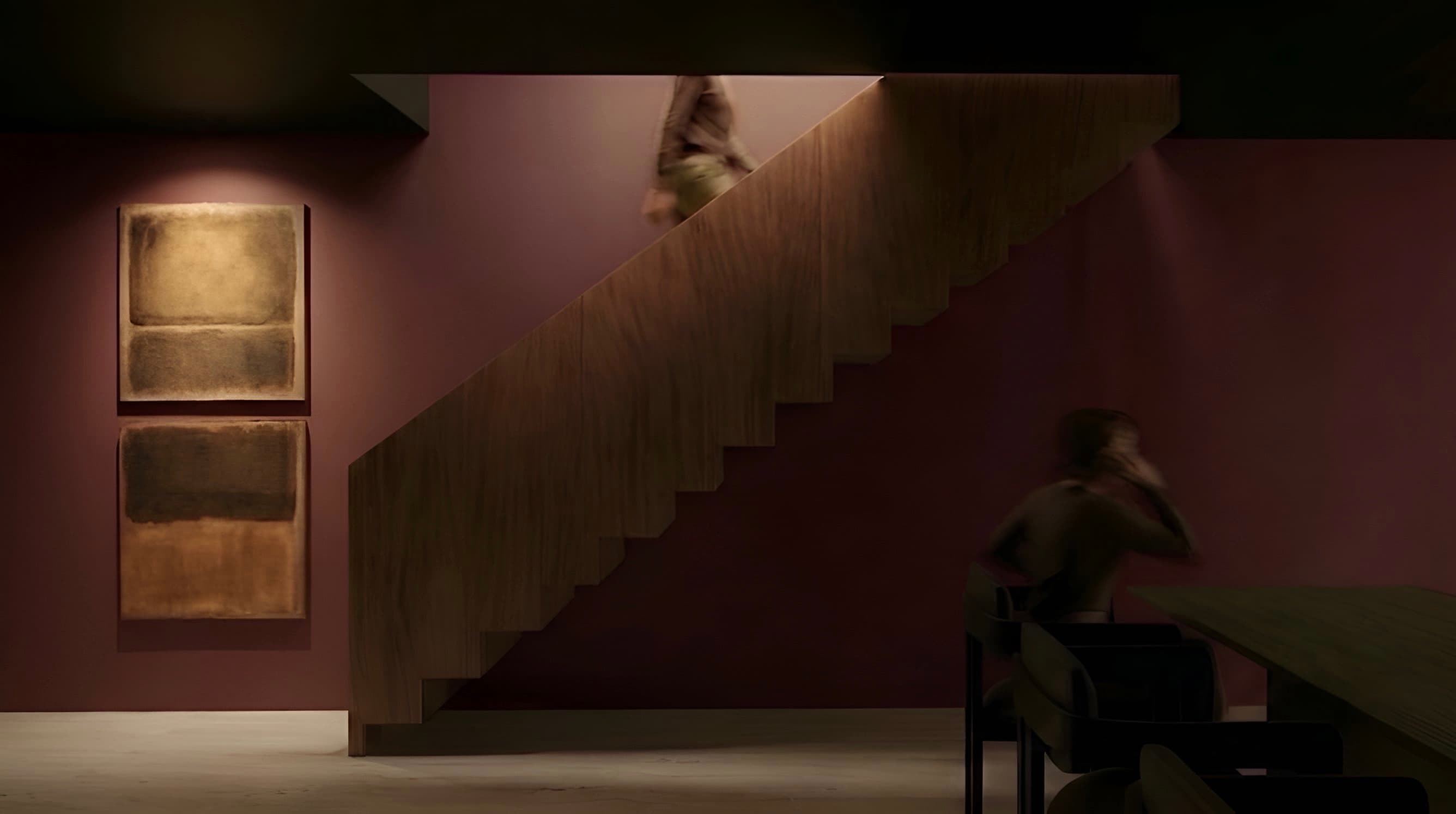 Render de la escalera interior del dúplex