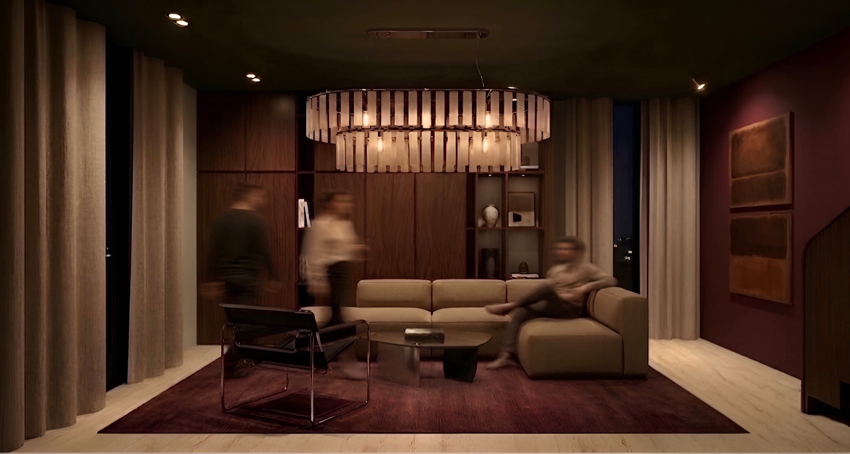 Render del living de una unidad