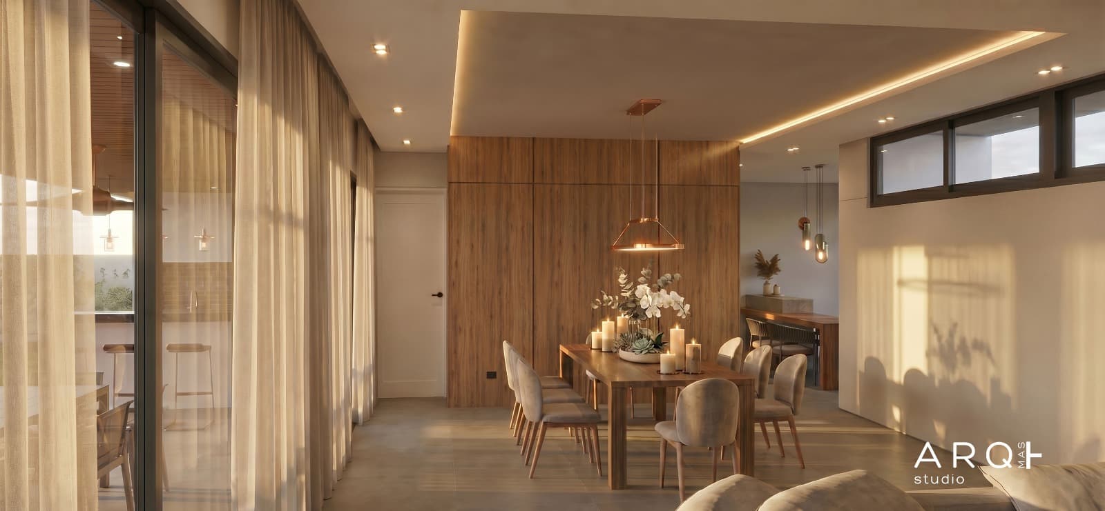 Render of the dining area