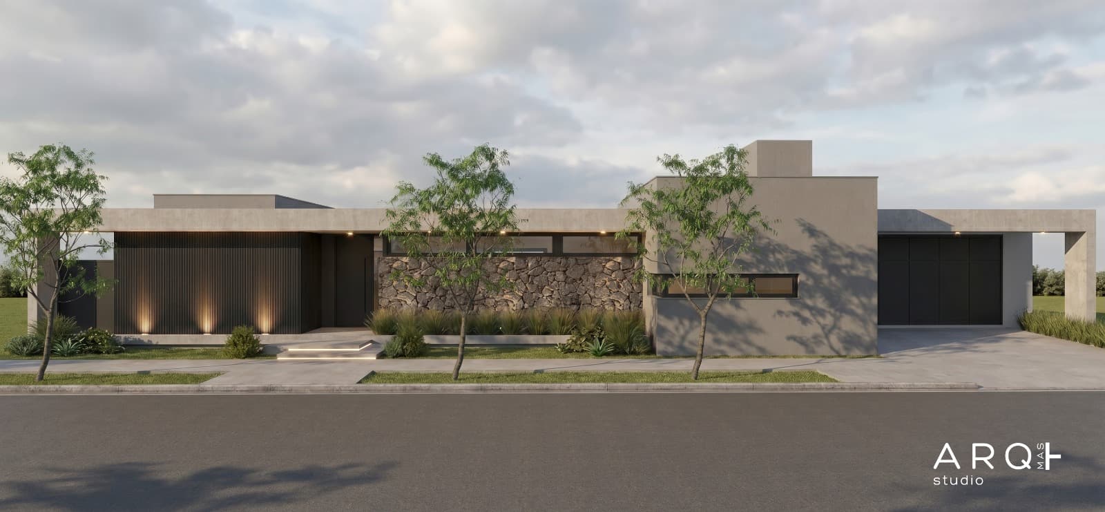 Render of the front façade, second view