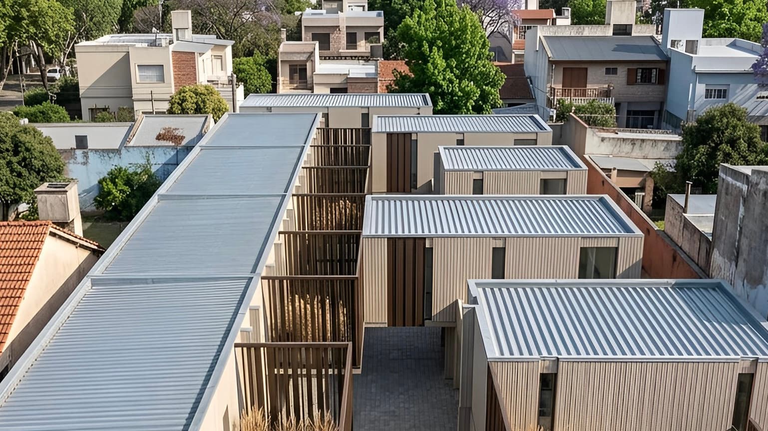 Render aéreo del desarrollo Housing 9 de Julio, en Monte Buey